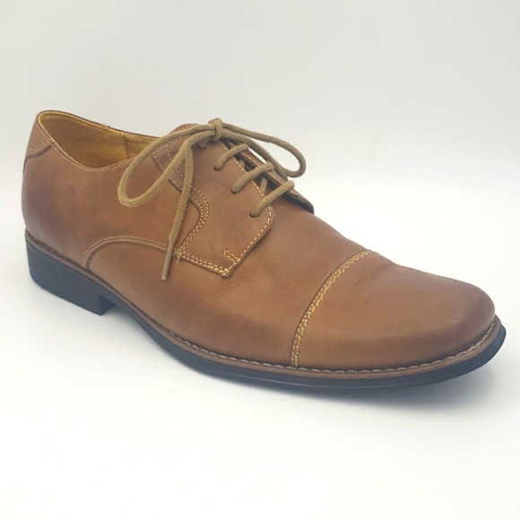 SANDRO MOSCOLONI Tan Leather Derby Dress Shoe - Picture 1 of 10